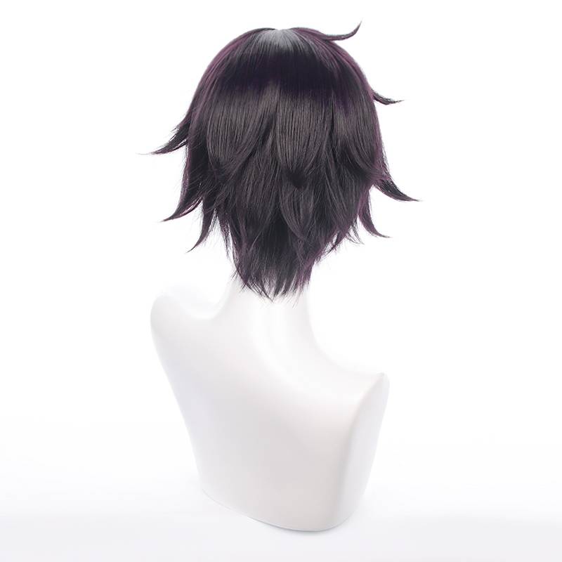 Gh ANYCOLOR Vtuber - Shoto Cosplay Tóc Giả Anime Shxtou Ngắn Tím Đậm Xoăn Tóc Lông Tơ Tóc Giả Halloween