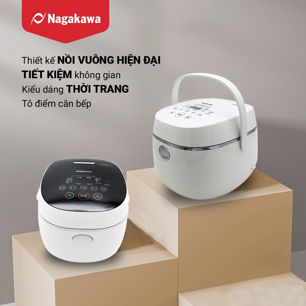 Mô tả Nồi cơm điện cảm ứng Nagakawa NAG0136 (1.2L - 500W) - Tích hợp 11 chương trình nấu - Bảo hành 12 tháng - Trắng Đen - 1