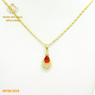 Dây Chuyền, Vòng Cổ Nữ Mặt Đính Đá, Titan Xi Mạ Vàng Non 24k Cao Cấp - Trang Sức Hava Hong Kong