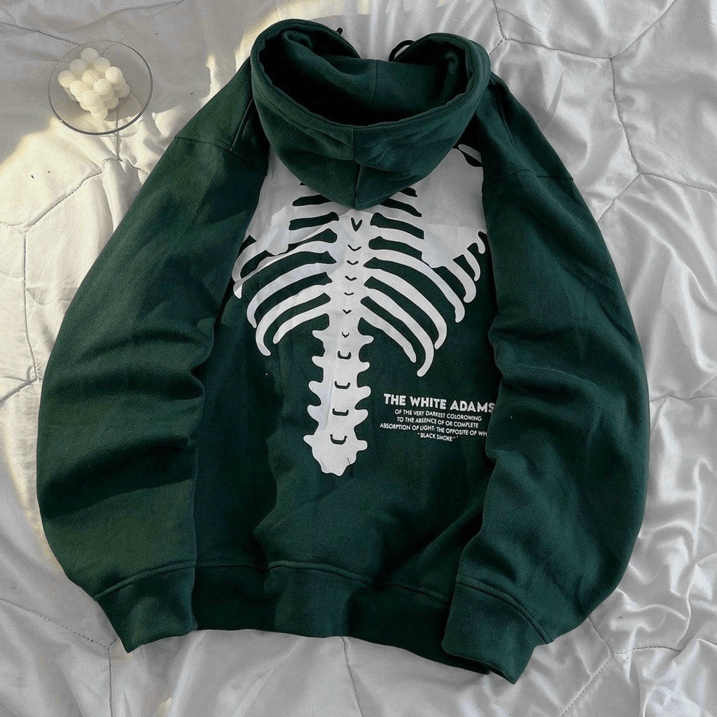 (HCM) ÁO KHOÁC NỈ HODDIES FORM RỘNG PHONG CÁCH HÀN QUỐC - UNISEX HỌA TIẾT XƯƠNG ĐỘC ĐÁO CHO CÁC BẠN TRẺ HIYU FASHION