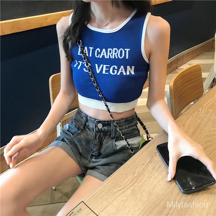 Áo tank Top Sát Nách In Chữ Thời Trang Mùa Hè