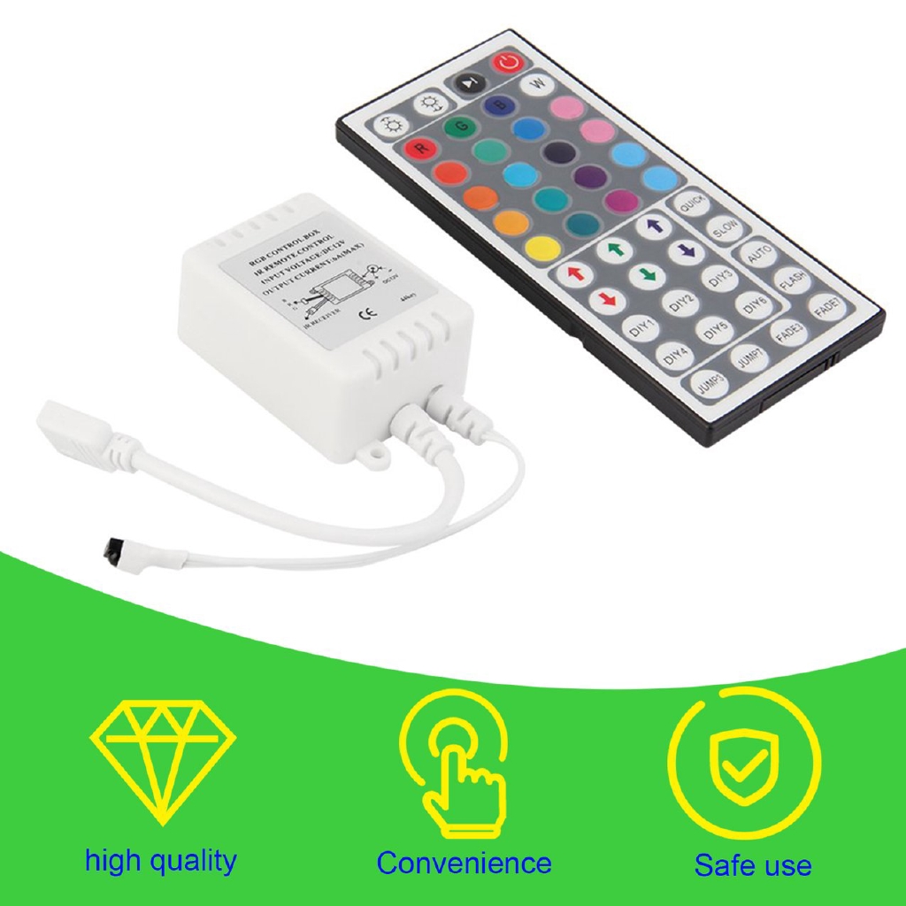^0^ 44-Key IR Remote Controller For 3528 5050 RGB LED SMD Strips Lights ...