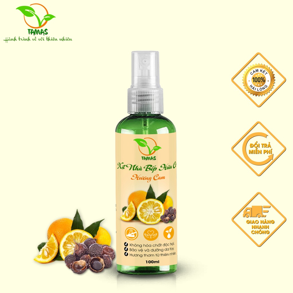 Ảnh Xịt nhà bếp đa năng TAMAS chai 100ml, Nước lau bếp hữu cơ- Làm sạch, khử mùi, khử khuẩn bếp và vật dụng nhà bếp 1
