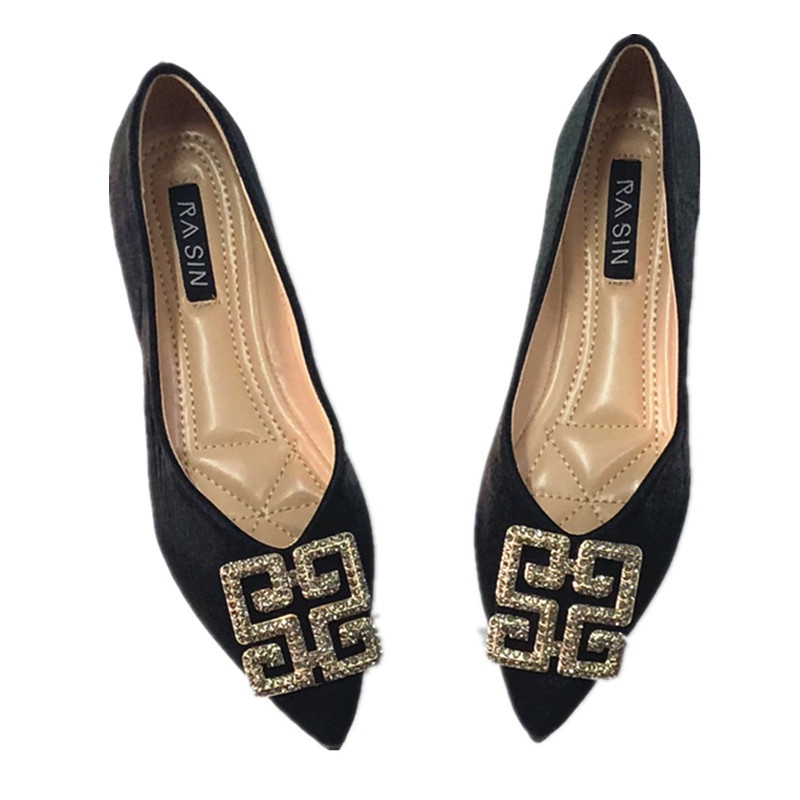 Size Lớn (31-46) Giày Nữ Phiên Bản Hàn Quốc Mũi Nhọn Khóa Vuông Giày Đế Bằng Nữ Phù Hợp Với Đế Mềm Cổ Tích Size Lớn 46 45 44 43 Thoải Mái Nhân Viên Văn Phòng Chị Em