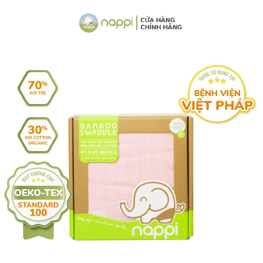Ảnh Khăn Sợi Tre Đa năng Nappi Organic Mềm Mịn Siêu Thấm Hút Kích Thước 120x120cm 2