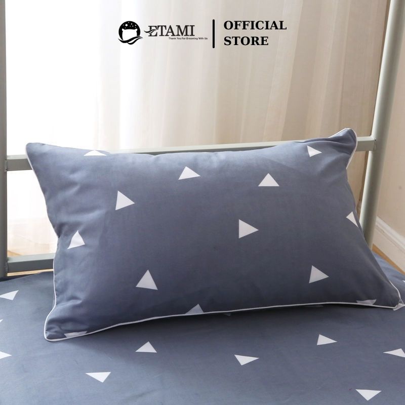 Ảnh Vỏ gối nằm cotton ETAMI tam giác ghi 45x65 thiết kế mềm mịn 3