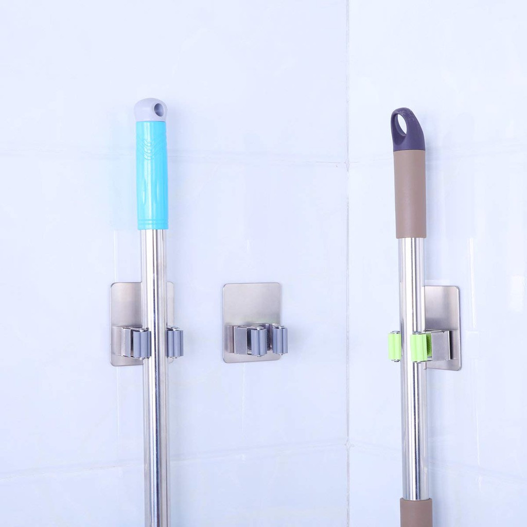 Combo 2 móc treo cán chổi dán tường inox 304 Hobby home decor CV2