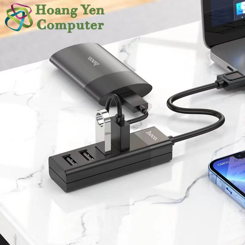 [USB] Hub USB 4 Cổng Hoco HB25, Dây Dài 30CM - BH 1 Năm Chính Hãng - Hoàng Yến Computer