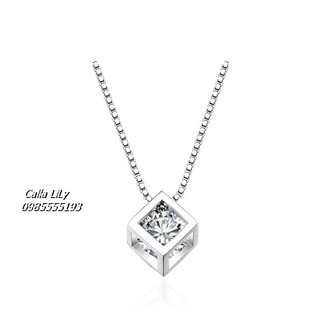 Dây Chuyền Bạc 925 Khối Vuông Phong Cách Hàn Quốc