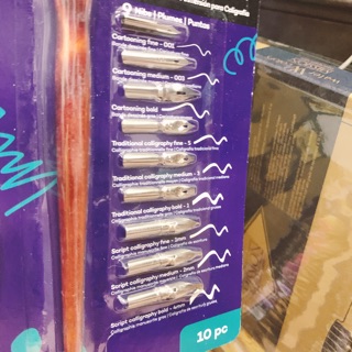 Bộ bút sắt - bút chấm mực 7/9 Nib Calligraphy Set hãng Mont Marte gồm 1 cán và 7 ngòi đủ size