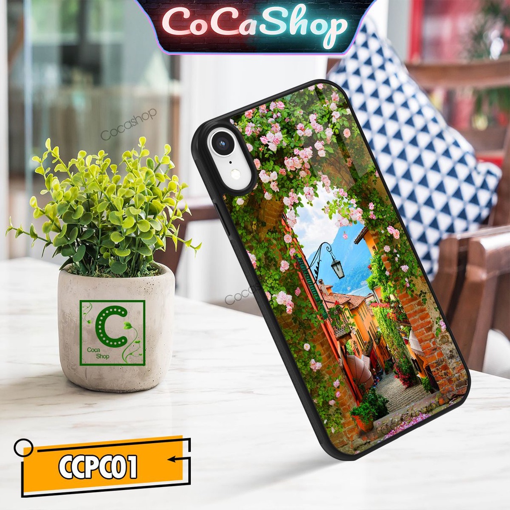 Ốp lưng iphone mặt kính in hình siêu đẹp - Con phố đầy hoa- 6/6plus/6s/6splus/7/7plus/8/8plus/x/.....