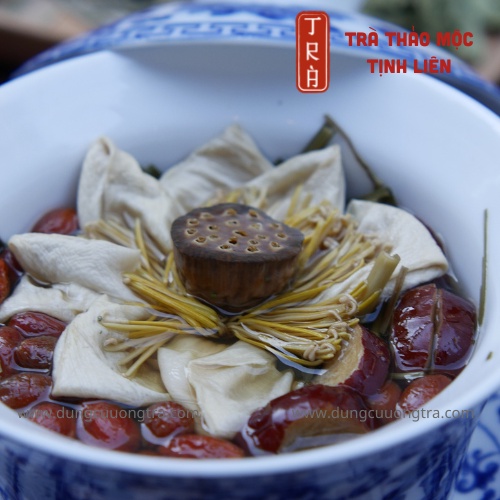Trà hoa sen cổ Huế mix thảo mộc cung đình 1 set pha 2 lít nước không dùng đường