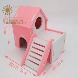 [DANDELION] Nhà Hamster Đồ chơi Hamster bằng gỗ dễ thương Nơi ẩn náu của Hamster lâu đài Lồng Hamster Đồ dùng Phụ kiện Gấu vàng Lợn Hà Lan Nhà thú cưng Tổ ngủ Biệt thự Hamster Tổ