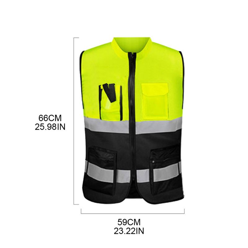 Multi-pockets  Visibility  Front Safety Vest with Reflective Strips