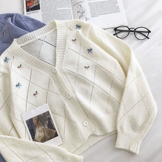 Áo Khoác Cardigan Dệt Kim Tay Dài Dáng Rộng Phong Cách Hàn Quốc Thời Trang Cho Nữ
