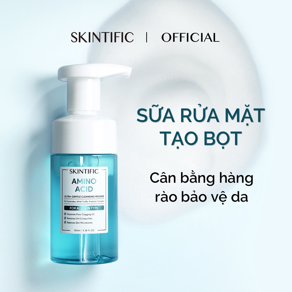 Sữa rửa mặt tạo bọt làm sạch da dịu nhẹ Amino Acid SKINTIFIC 100ml ...