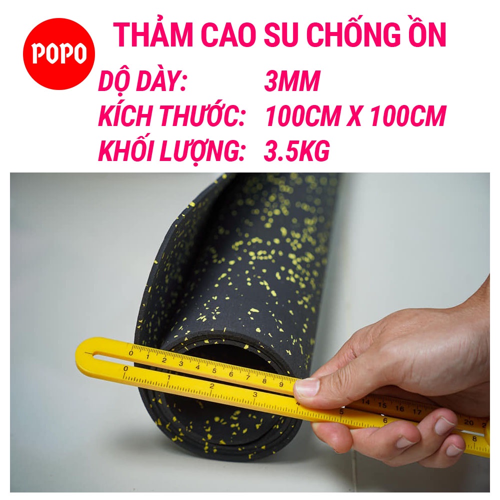 Thảm nhảy dây SPORTY chống ồn chất liệu cao su 1mx1m dày 3mm giảm sốc, cách âm tập thể dục trong nhà