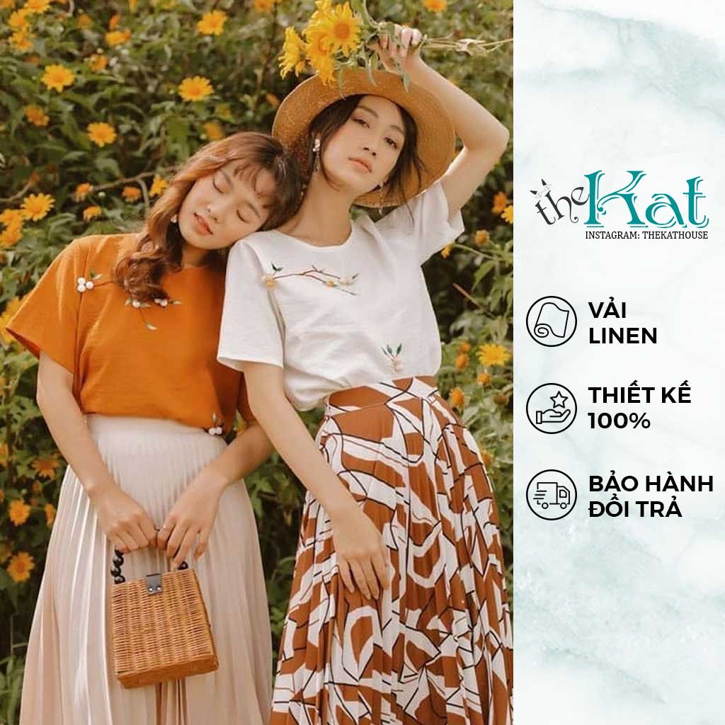 Áo Linen Thêu Hạt thiết kế The Kat House, chất vải Linen bóng mượt, chịu nhiệt tốt và thấm hút nhanh