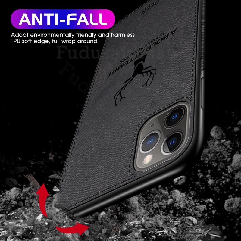 Ốp Điện Thoại Vải Chắc Chắn Tương Thích Cho iPhone 11 Pro Xs Max XR Xs X 8 7 Plus SE 2020 Họa Tiết Vải Nai Sừng Tấm Hươu Mềm