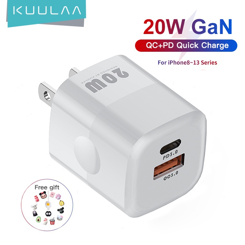 Cốc sạc KUULAA KL-CD11 18W QC 3.0 cổng USB phích cắm EU hỗ trợ sạc nhanh