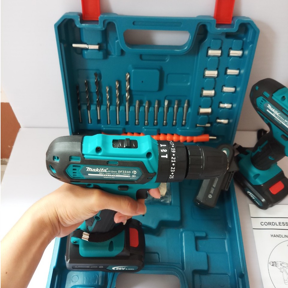 Máy khoan pin Makita 3 chức năng. tặng bộ phụ kiện 24 món