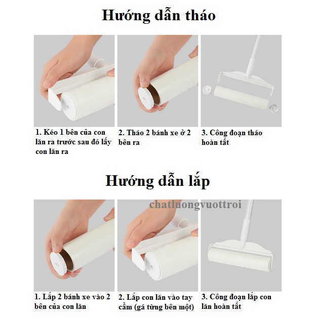 Cây Lăn Bụi Cán Dài Siêu Dính Dài 1m2 , Kèm Lõi Thay - Lăn Sàn Thảm Sofa, Điều Chỉnh Dài Ngắn Tiện Lợi