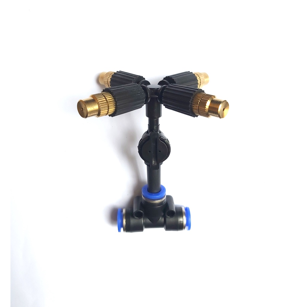 Béc phun sương 4 hướng đầu đồng (Tùy chọn loại chân nối) nối 8mm, 6mm, nối ren 21mm....