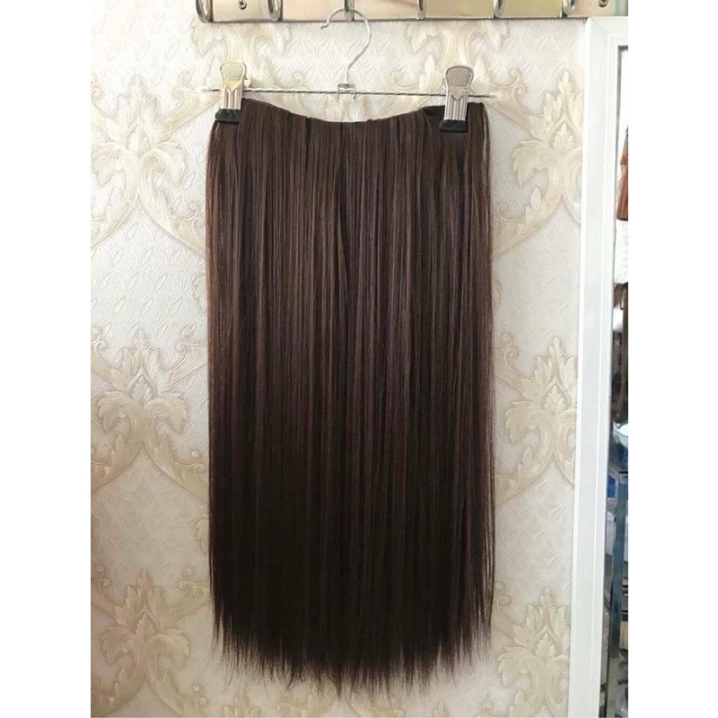 Tóc Giả Kẹp Thẳng Dài 55-60cm – Tóc Nối Kẹp 1 Mảnh Tự Nhiên Dày 180-200g, Suôn Mượt Như Tóc Thật, Không Lộ Kẹp Dễ Gắn