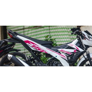 Tem Rời Dán Xe Raider - Satria FI Trắng Hồng Chữ F150 Cực Đẹp, Hàng 3 Lớp Chất Lượng Cao Không Bay Màu .Team Decal