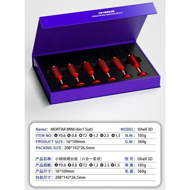 Cơ Khí 3D Mini Chính Xác Tua Vít 1.2 1.5 Phillips 0.6 Y-Type 0.8 Torx 2.5 Cross T2 Cho Công Cụ Sửa Chữa Điện Thoại Di Động