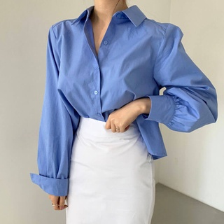 Áo Kiểu Tay Dài Dáng Rộng Xếp Ly Thời Trang Hàn Quốc Cho Nữ