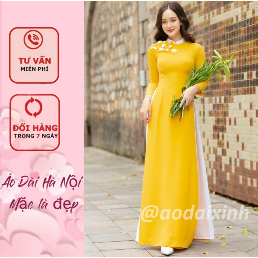 Áo Dài 4 Tà Đính Hoa Mẫu Mới Nhất 2023 - Áo Dài Hà Nội | Shopee Việt Nam