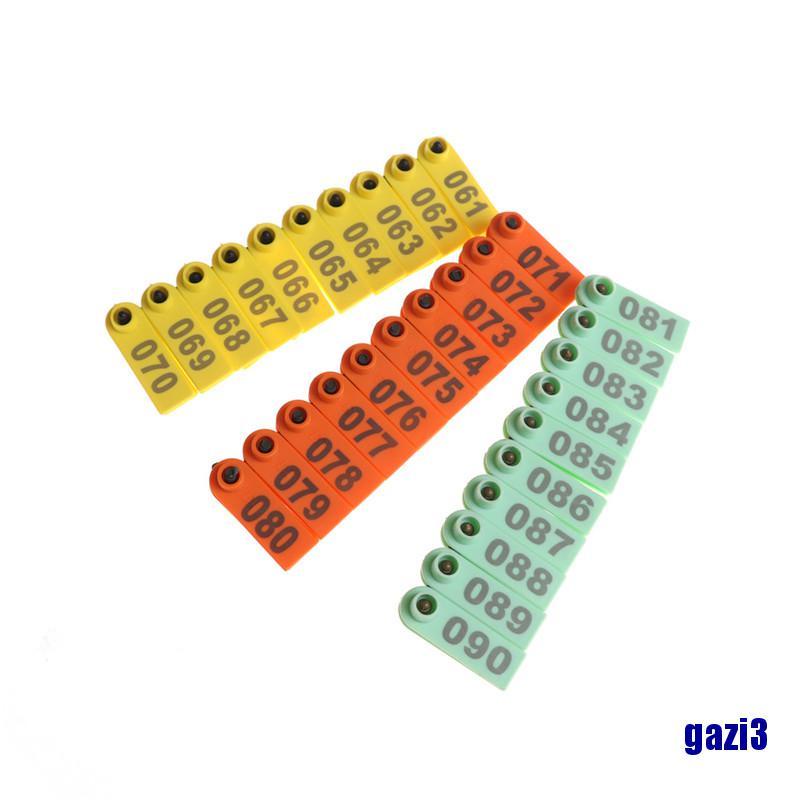 Bộ 100 Thẻ Nhựa Đánh Dấu Số Tai Động Vật / Gia Cầm / Heo / Heo