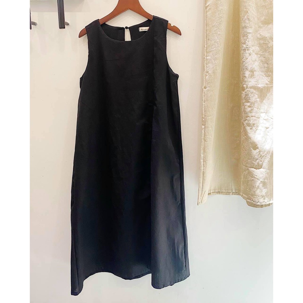 ĐẦM LINEN SUÔNG HAI MÀU ĐEN NUDE - LIM DRESS