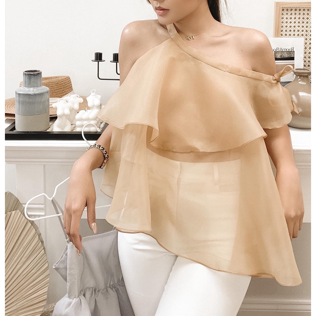 ÁO HAI DÂY CỘT CHẤT ORGANZA BỒNG BỀNH XINH XẮN - ANN TOP