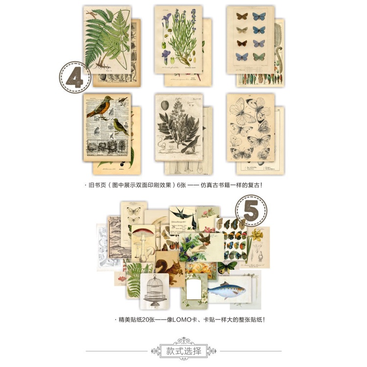 Sticker vintage và giấy nền retro set 36 tờ trang trí điện thoại sổ tay thẻ làm đồ DIY bullet journal HD102-K77