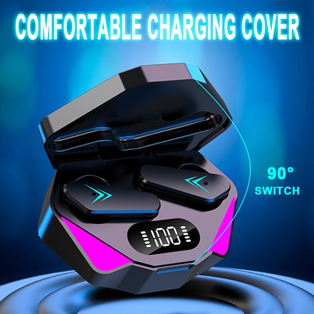 Tai Nghe Gaming X15 Bluetooth 5.1 Không Dây Giảm Tiếng Ồn Cảm Ứng Điều Khiển Vân Tay Âm Thanh Hifi 9D Cho Android