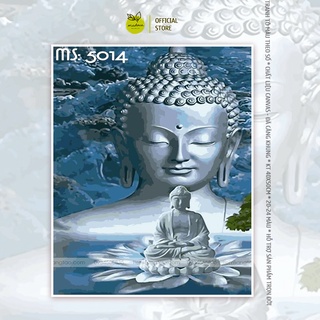 Tranh tô màu số hóa Madoca có khung 40x50cm Đức Phật trên đài sen T5014