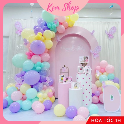 Set 50 bóng tròn màu pastel trang trí sinh nhật, đám cưới, sự kiện - K80
