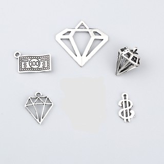 10 Chiếc Cổ Bạc Rỗng Ra 3D Kim Cương Hình 100 Đô La Tiền Quyến Rũ Mặt Dây Chuyền DIY Vòng Cổ Trang Sức Làm Phát Hiện