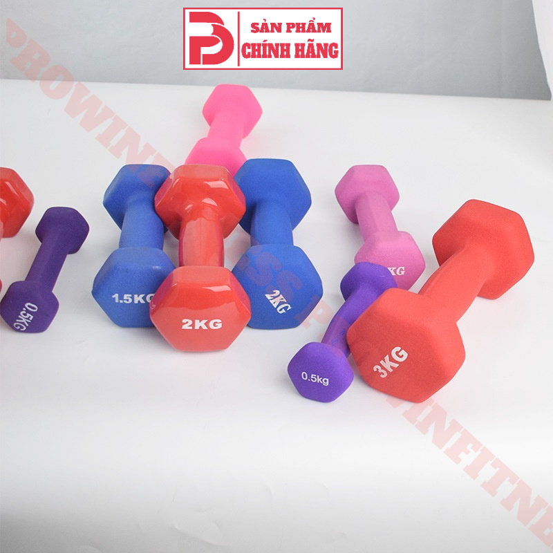 Ảnh Tạ cầm tay lõi thép bọc cao su Prowin Fitness cao cấp chuyên dụng tập gym yoga 1-3kg 4