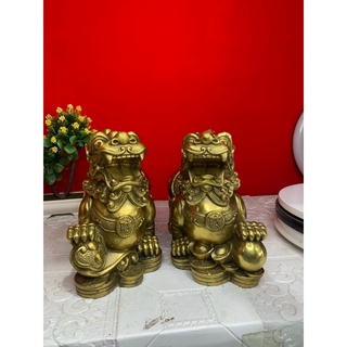 Cặp Tỳ Hưu Như Ý Cỡ Lớn Cao 20cm bằng đồng vật phẩm phong thuỷ Trang trí trưng bày ban thờ thần tài Quà tặng