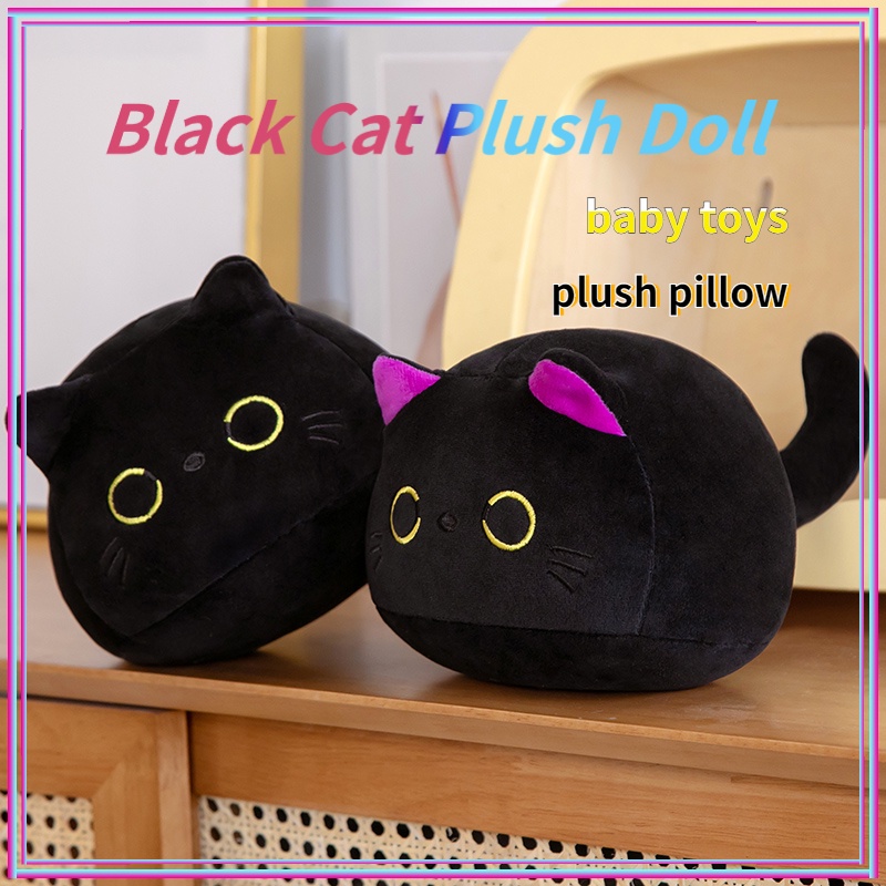 Rytanda Black Cat Plush Toys Búp bê nhồi bông hình mèo gối ôm dài trang trí phòng ngủ làm quà tặng sinh nhật cho trẻ em