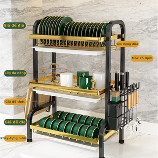 Gslife 55Cm 2/3 Tầng Kệ Bếp Đa Năng-Kệ Chén Bát Thông Minh Tiện Lợi Kèm Khay Đựng Mô Hình Mới Nhất