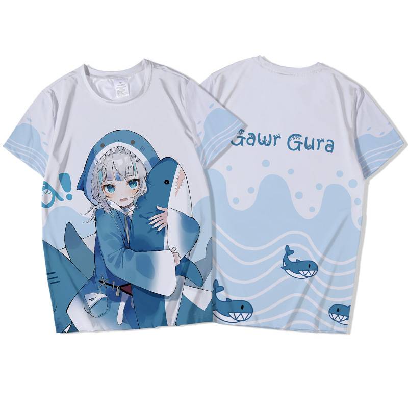 Gn Hololive Vtuber Gawr Gura Áo Thun Anime Tay Ngắn Áo Sơ Mi Rời Thời Trang Plus Size NG