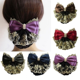 Nơ Tóc Lưới Ren Satin Ngọc Trai Chuyên Nghiệp Nữ Hoa Ren Barrette Hairgrips