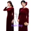 Áo dài nhung truyền thống cách tân đỏ đô may sẵn
