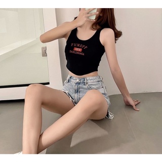 Áo Croptop thể thao vạt bầu cá tính năng động có mút đệm