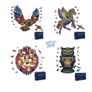 Bộ tranh xếp hình gỗ 3D con vật độc đáo, ghép hình puzzle, đồ chơi thông minh