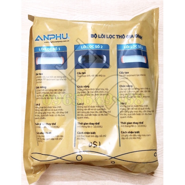 [CHÍNH HÃNG CTY] Bộ Lõi Lọc Nước Thô Gia Đình, Quả Lọc Số 1-2-3 (ẢNH THẬT)